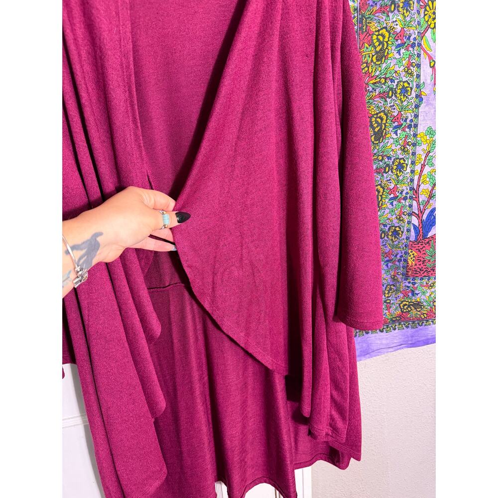 Kim Rogers Berry Open Front Draped Cardigan - Large - Picture 4 of 7